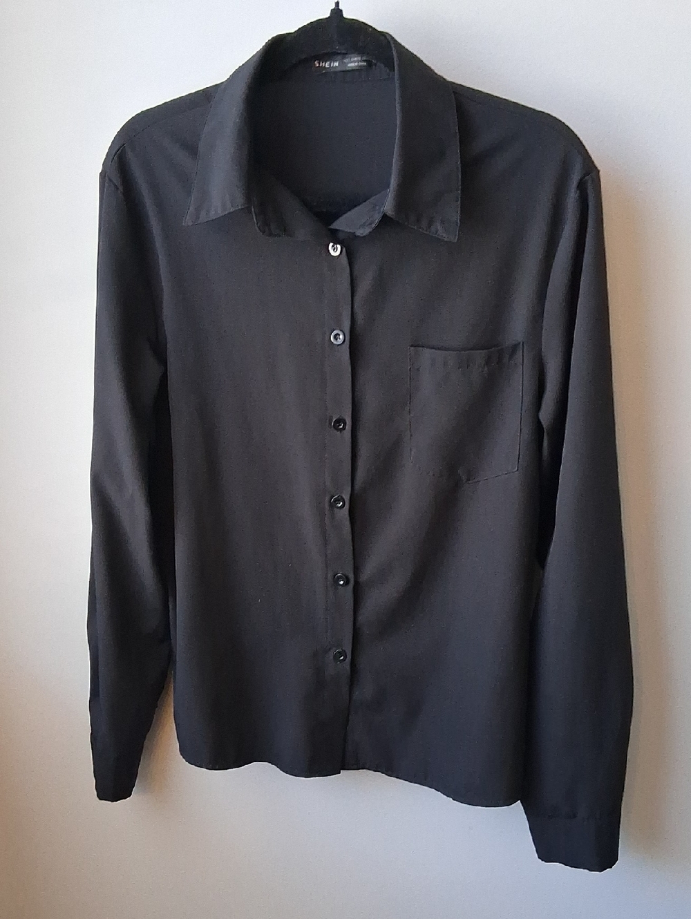 Black Long-Sleeve Button Shirt